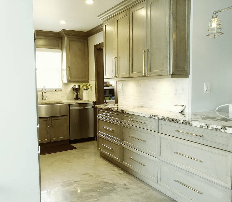 Gray stained kitchen