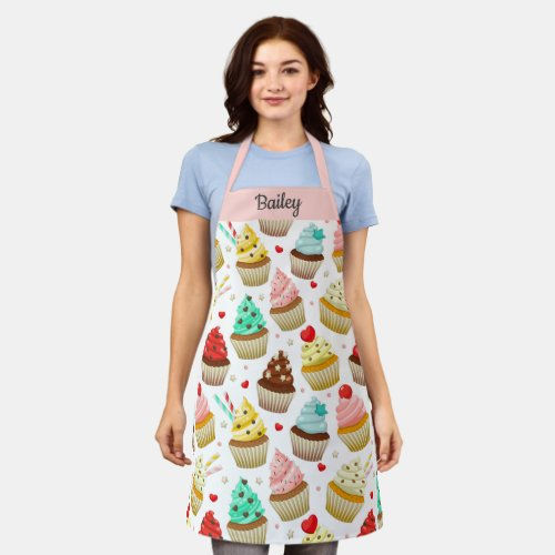 Best Price! Cute Cupcake Pattern, Sweet Dessert, Custom Text Apron