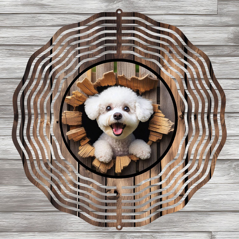 Thumbnail: handmade bichon wind spinner from karalynscraftshack.com