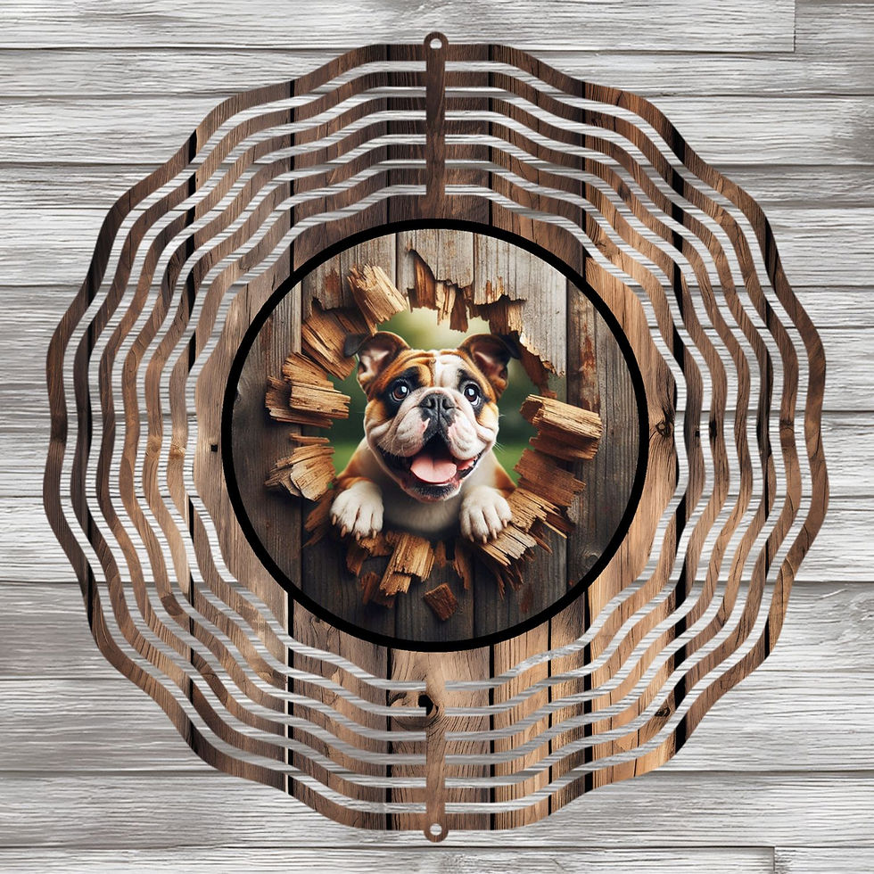 Thumbnail: handmade bulldog wind spinner from karalynscraftshack.com