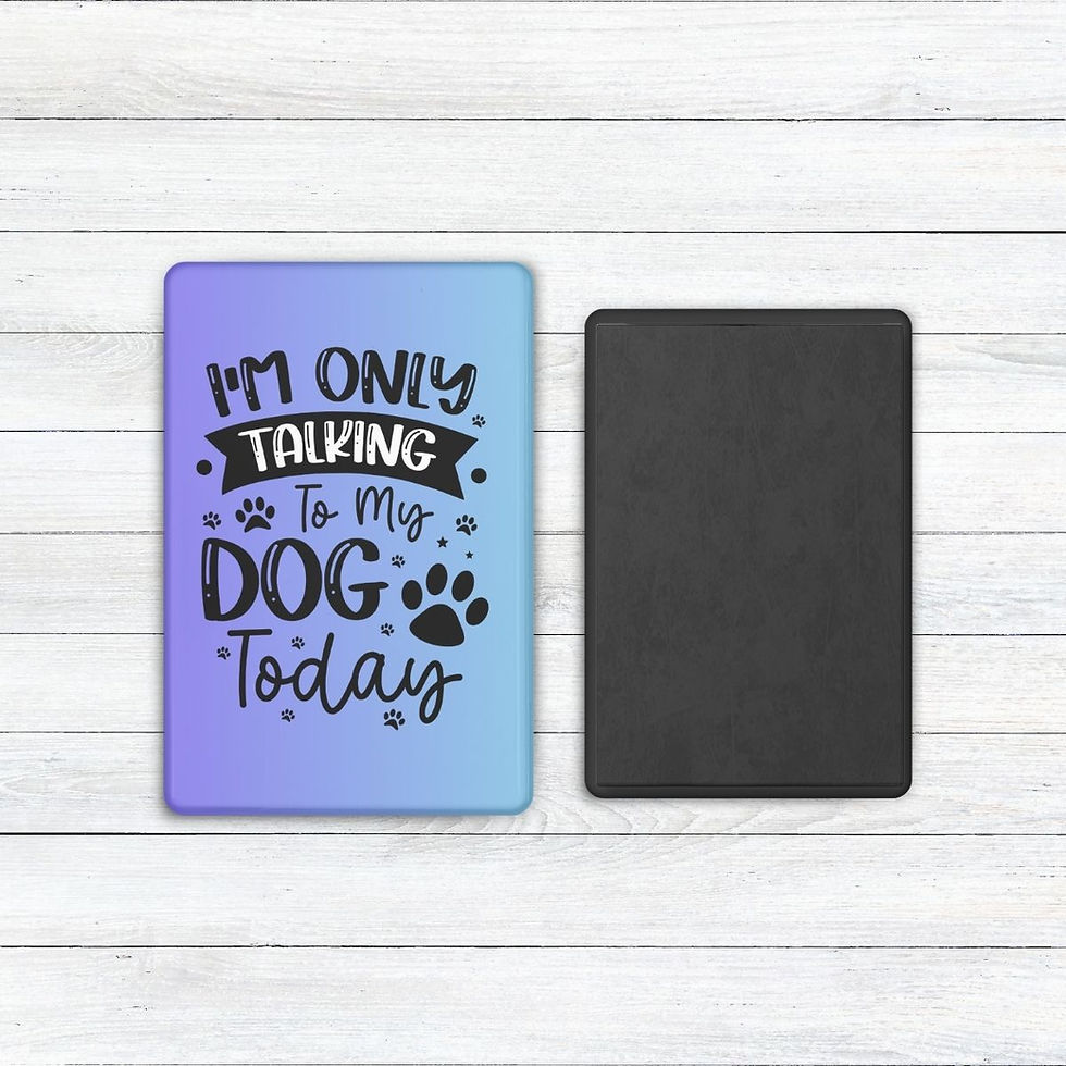 Thumbnail: Rectangle Fridge Magnet with blue & purple background & "I'm Only Talking To My Dog Today"