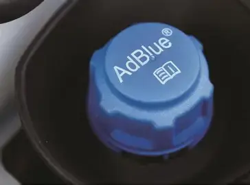 Blue AdBlue cap on a car
