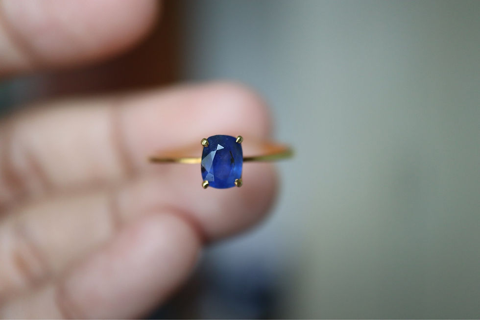 Thumbnail: 0.8ct Unheated blue sapphire solitaire ring