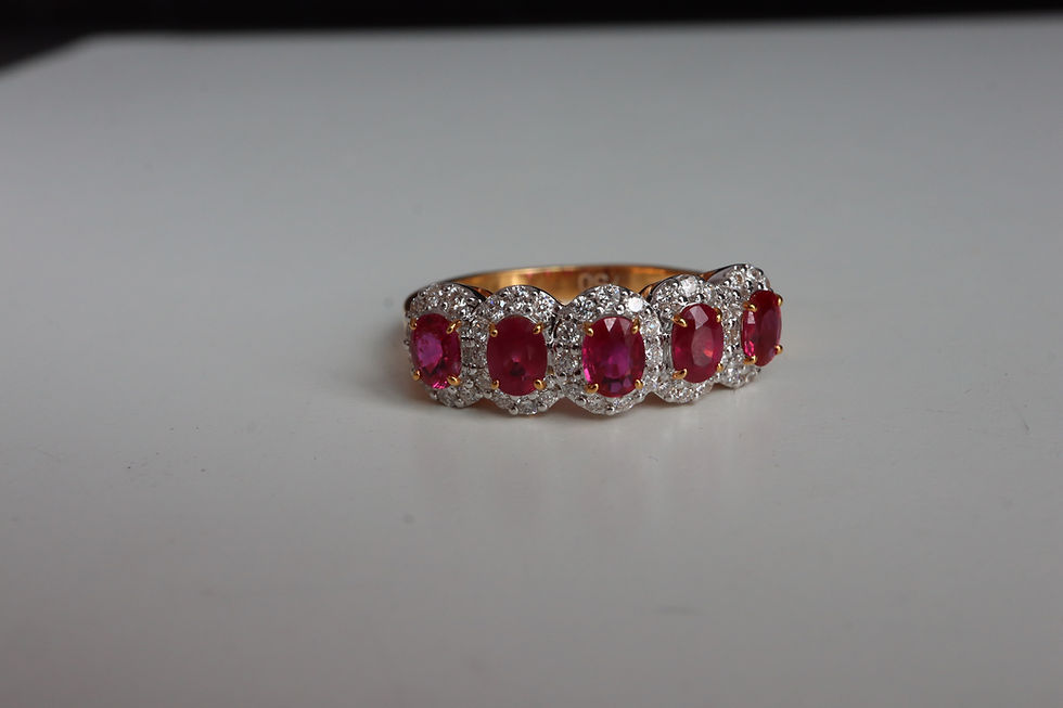 Thumbnail: Burma Unheated Ruby and Diamond Ring in 18K Yellow Gold