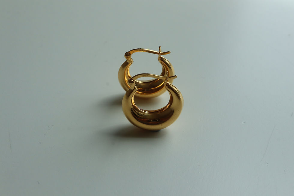 Thumbnail: 22k 916 Gold Chubby Hoop Earring-Medium Hoop (Size 16.5mm/1.65cm)-2.61g