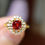 Thumbnail: 0.6Ct Orangy Red Spinel Ring in 14k solid gold