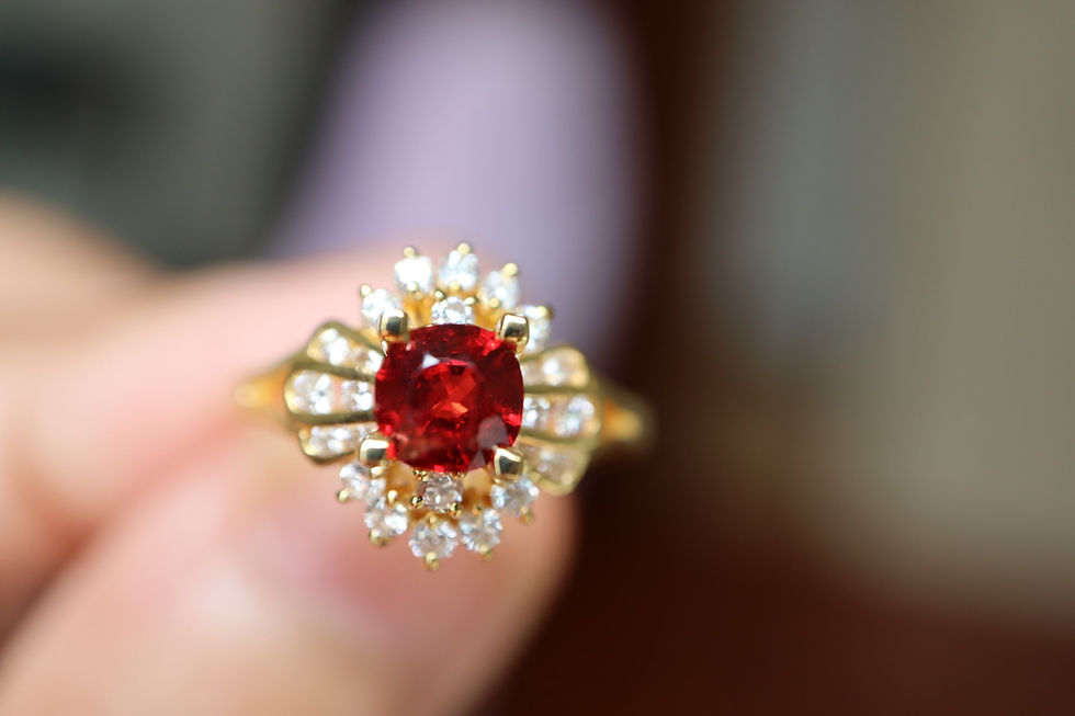 Thumbnail: Natural Spinel and Natural Diamonds Ring
