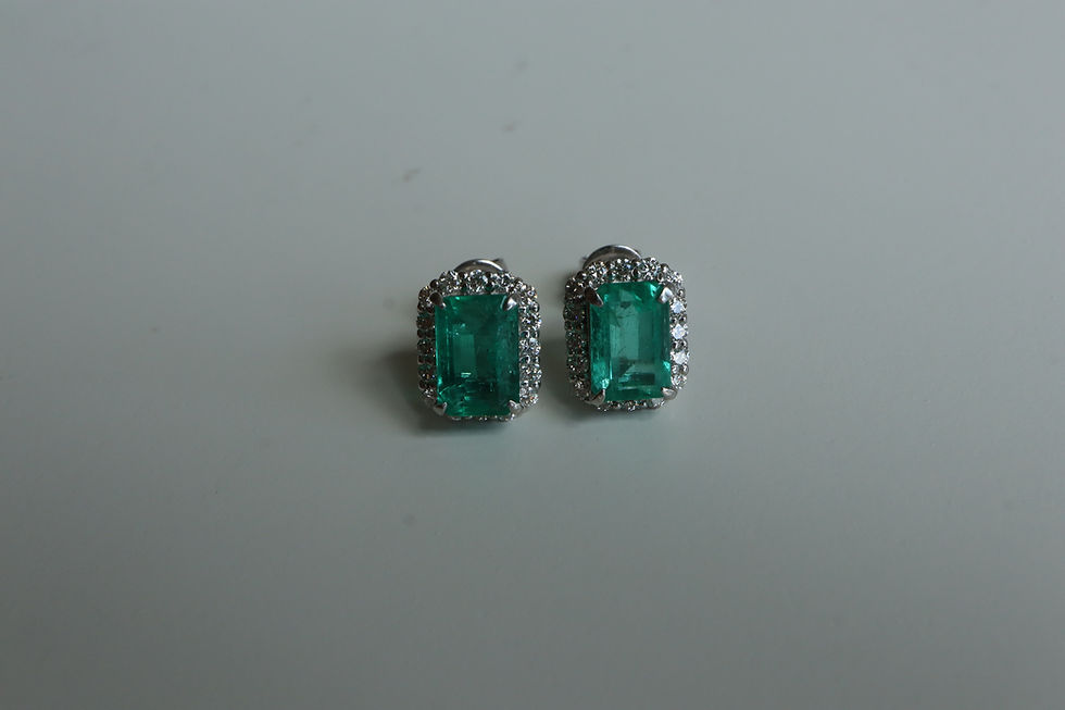 Thumbnail: GIA F1/Minor 1.89ct Natural Colombian Emerald Earrings