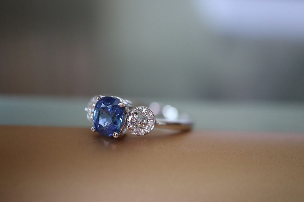 Thumbnail: Mogok blue sapphire and diamonds ring
