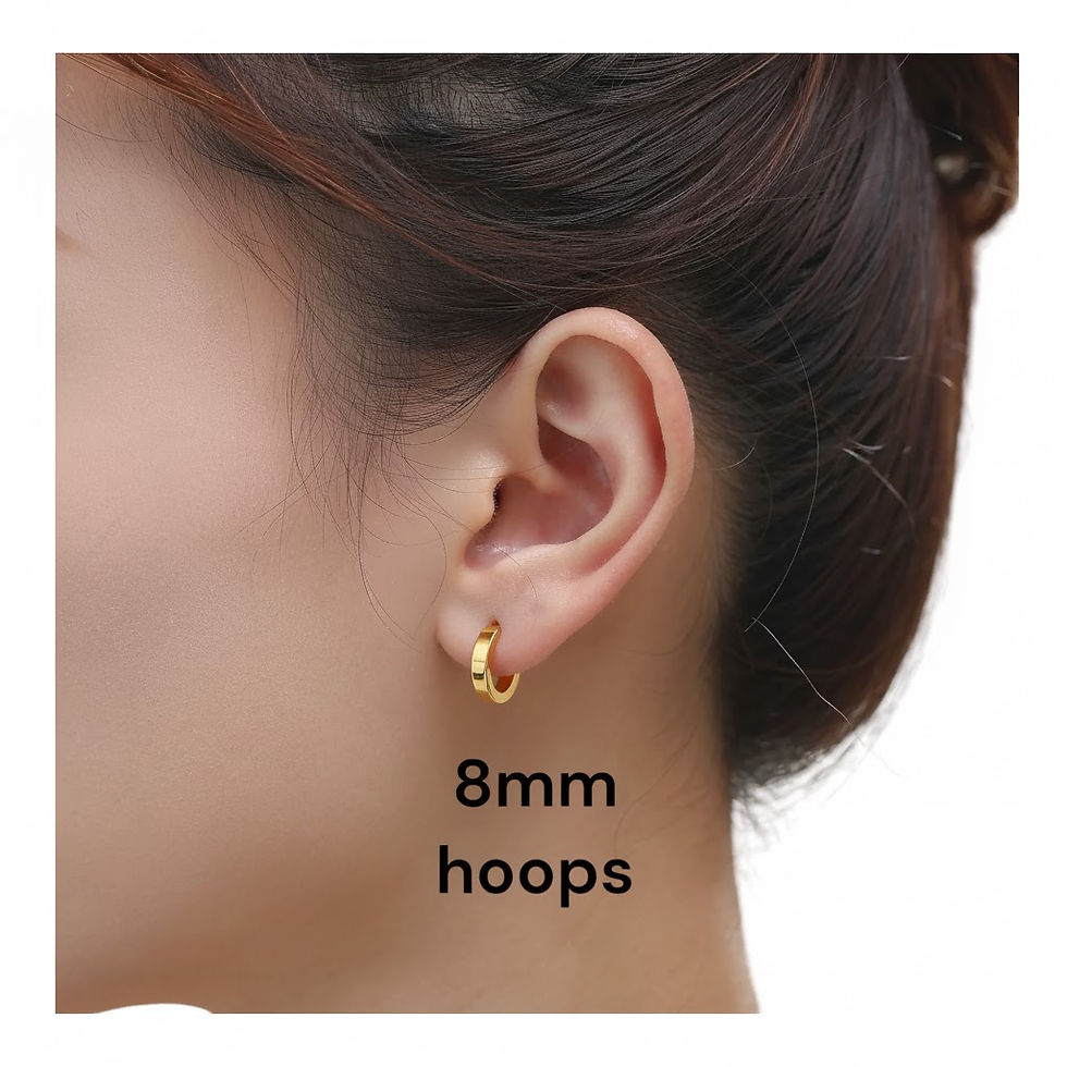 Thumbnail: 22k Gold Hoop Earrings - 916 Pure Gold (Size 8mm) 916 gold hoop/pure gold 2.56g