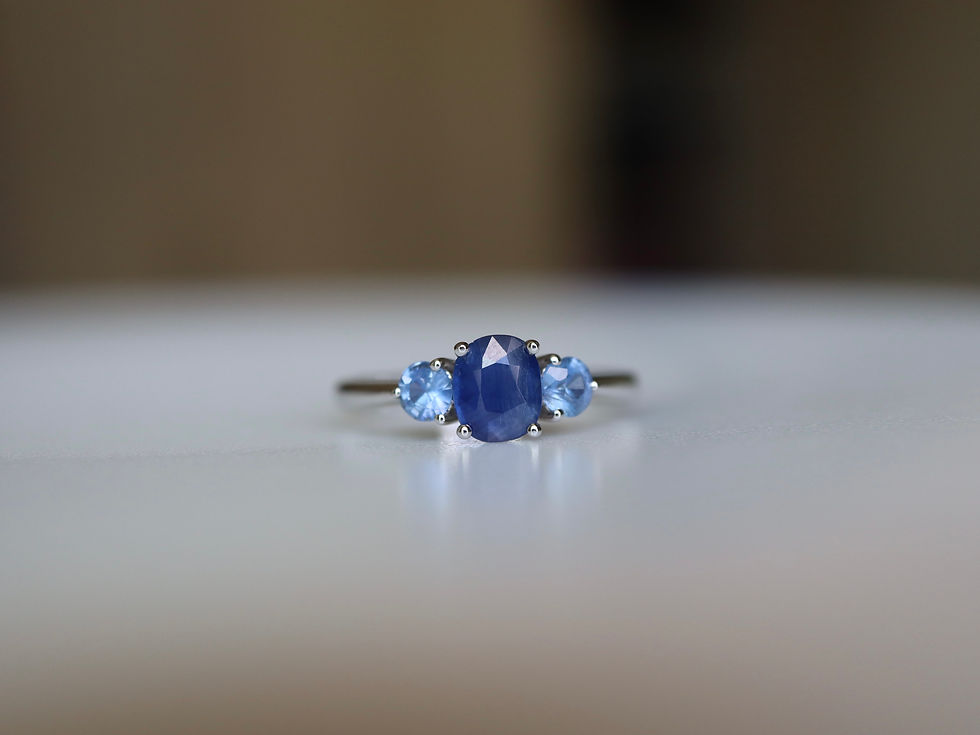 Thumbnail: Three Stone Blue Sapphire ring