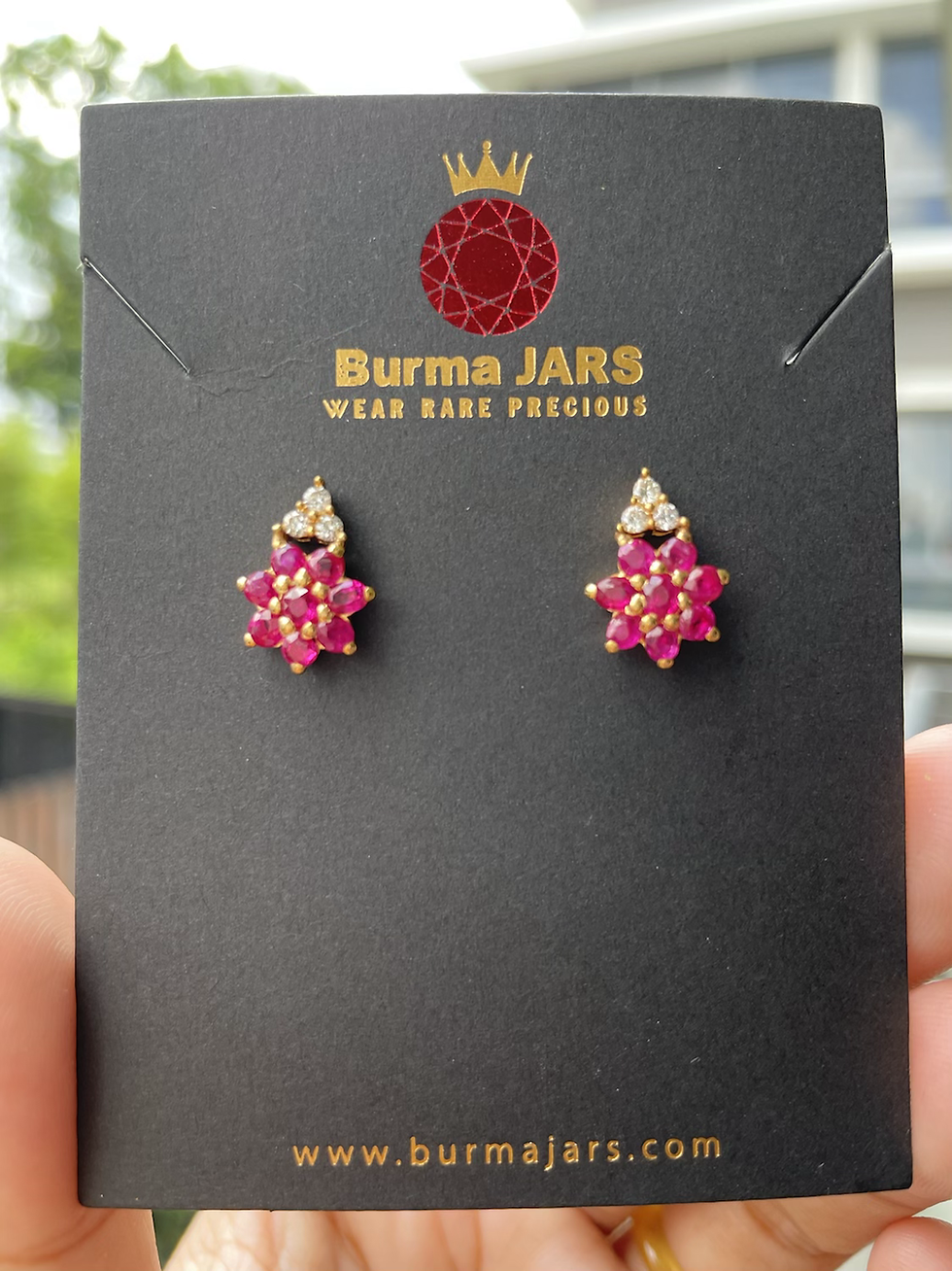 Thumbnail: Burmese Unheated Ruby flower earring 🌺