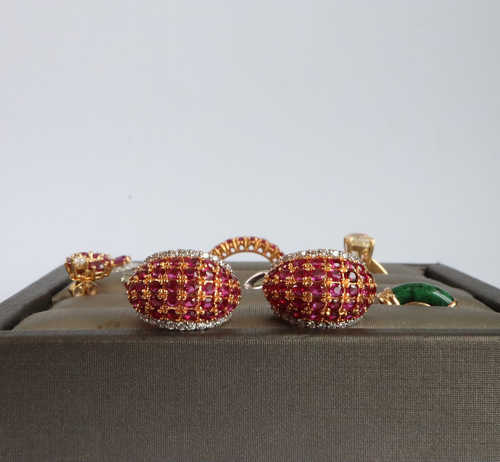 Thumbnail: Chunky curved ruby earrings (Chunky Ruby Earrings)