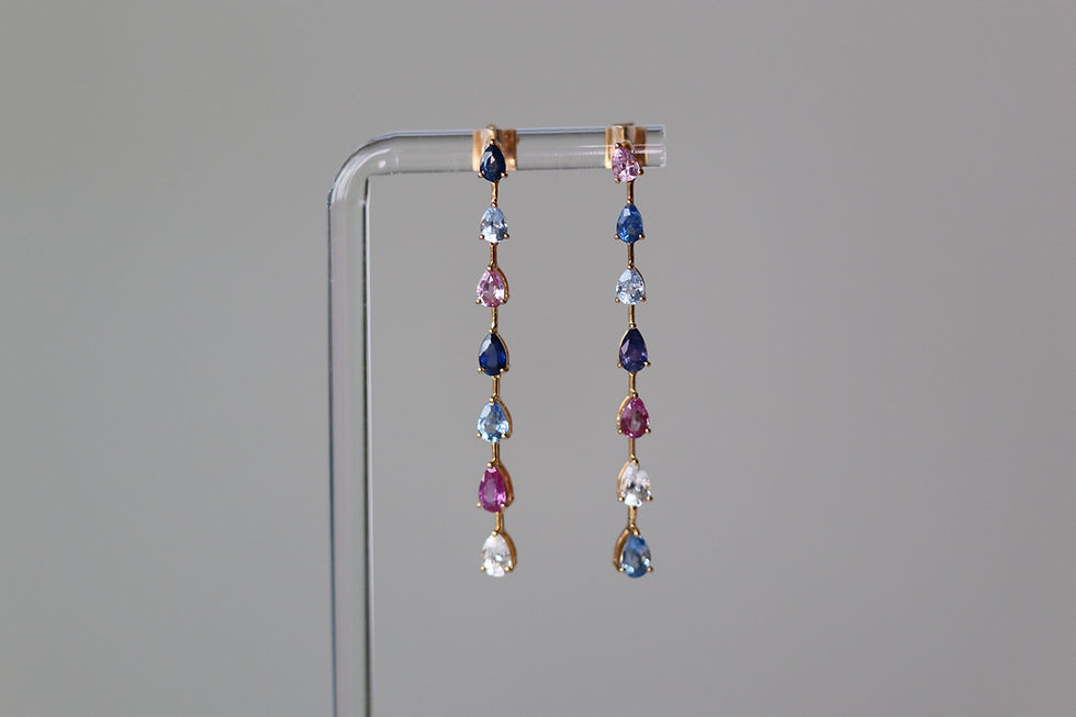 Thumbnail:  Burma Unheated Fancy Color Sapphire Drop Earring