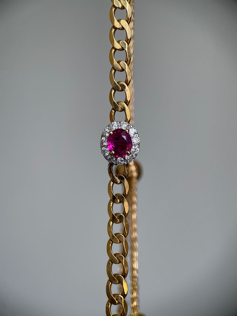Thumbnail: GIA certified Burmese Unheated Ruby and Diamonds  bracelet in 18K gold