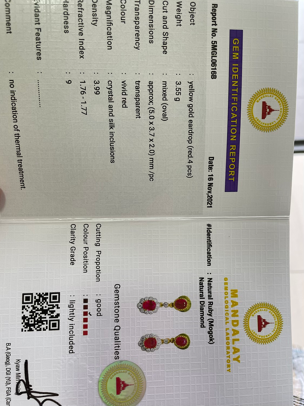 Thumbnail: Unheated Burmese Ruby Earring and Natural in 