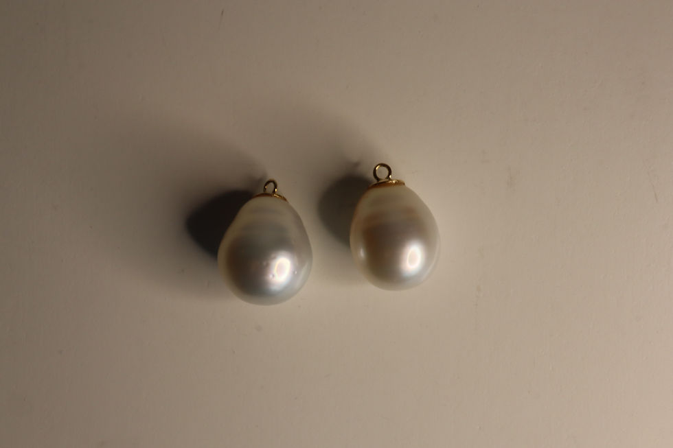 Thumbnail: 16mm+ White South Sea Pearl Earrings in 18K Gold loop(Pearl Earring Dangling)