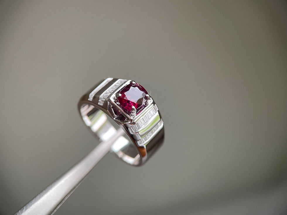 Thumbnail: GIA certified 1.37Ct Unisex designed Burma Unheated Ruby Ring in 18K white Gold
