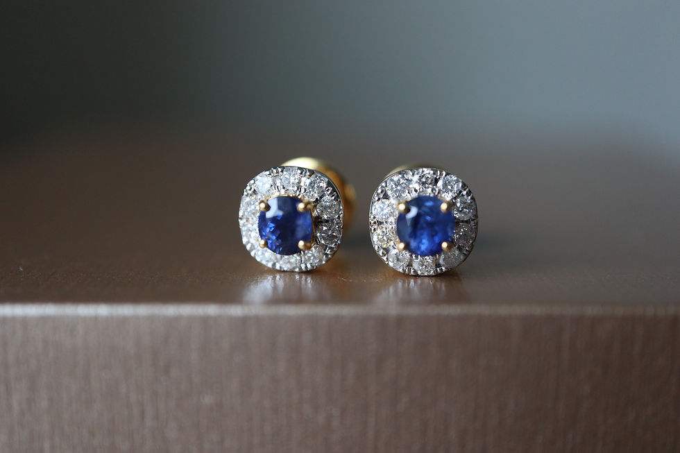 Thumbnail: Total 0.7Ct Burma Unheated Blue Sapphire and Natural Diamond earring