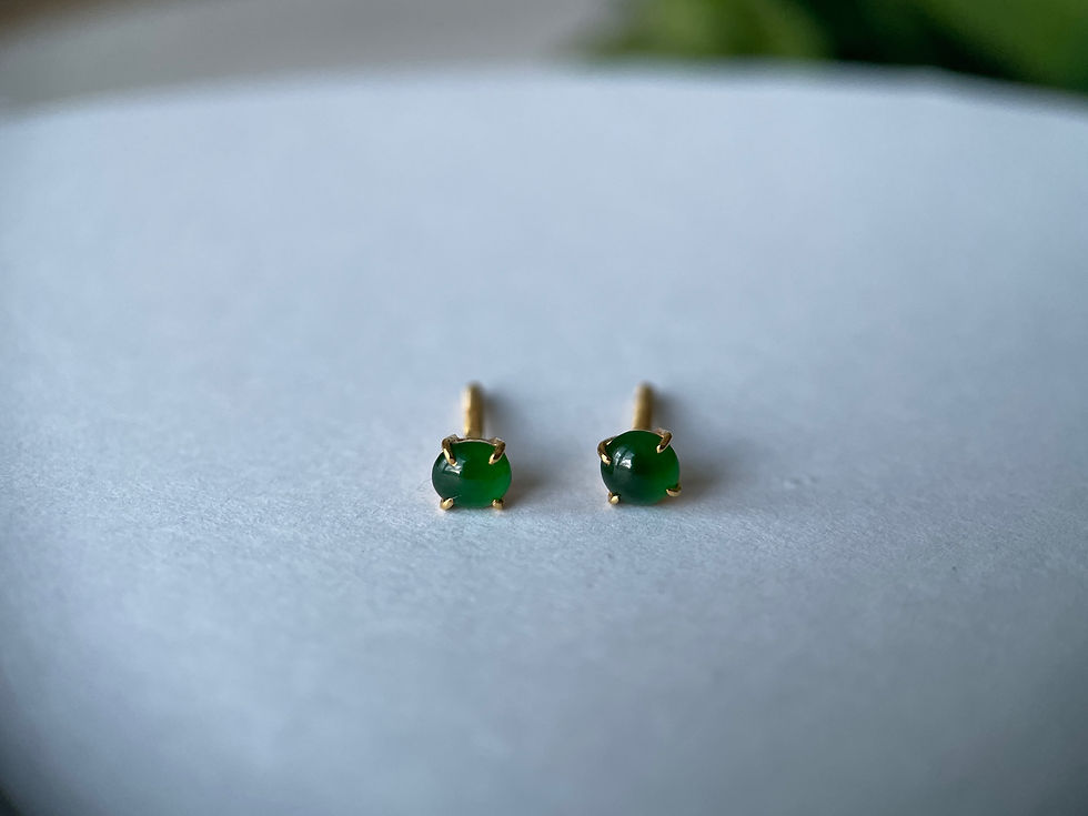 Thumbnail: 0.27Ct Grade A Burma Jadeite Jade Stud earring in 18k solid gold