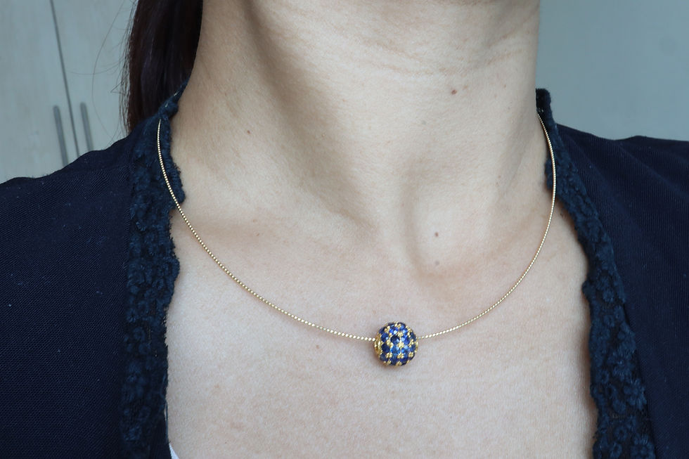 No heat Sapphire pendant on model