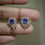 Thumbnail: Total 1.45Ct Unheated Blue Sapphire and Natural Diamond in 18k gold earring