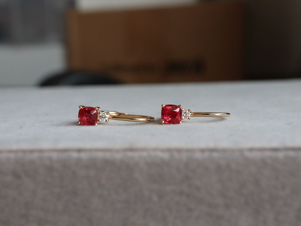 Thumbnail: Natural Spinel and Natural Diamonds Lever Back Earrings