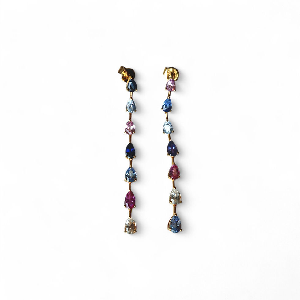 Thumbnail:  Burma Unheated Fancy Color Sapphire Drop Earring