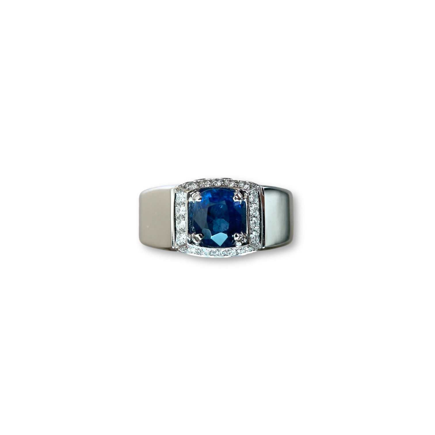 GIA certified 1.4Ct Burma No Heat Blue Sapphire Ring with Natural Diamonds