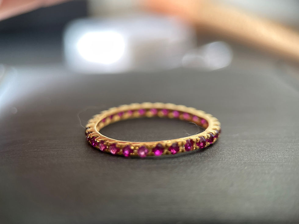 Thumbnail: Burma Unheated Ruby Ring in 18K Gold (Ruby full eternity ring)