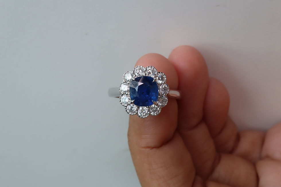 Thumbnail: GIA 1.38Ct Natural Unheated Blue Sapphire Ring with Natural Diamonds in 18k gold