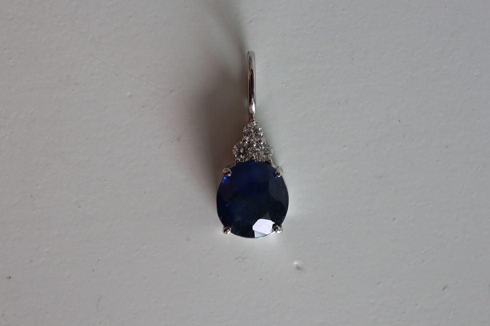 Thumbnail: 1.1ct No Heat Blue Sapphire and Diamonds Pendant
