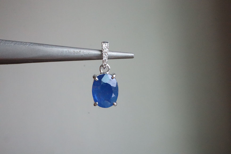 Thumbnail: 1.8Ct  No Heat Blue Sapphire and Diamonds Pendant