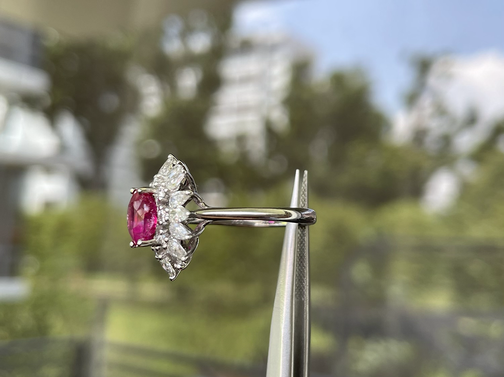 Thumbnail: 1.67Ct Burmese Unheated Ruby and diamond ring in 18k solid gold (JH13450)