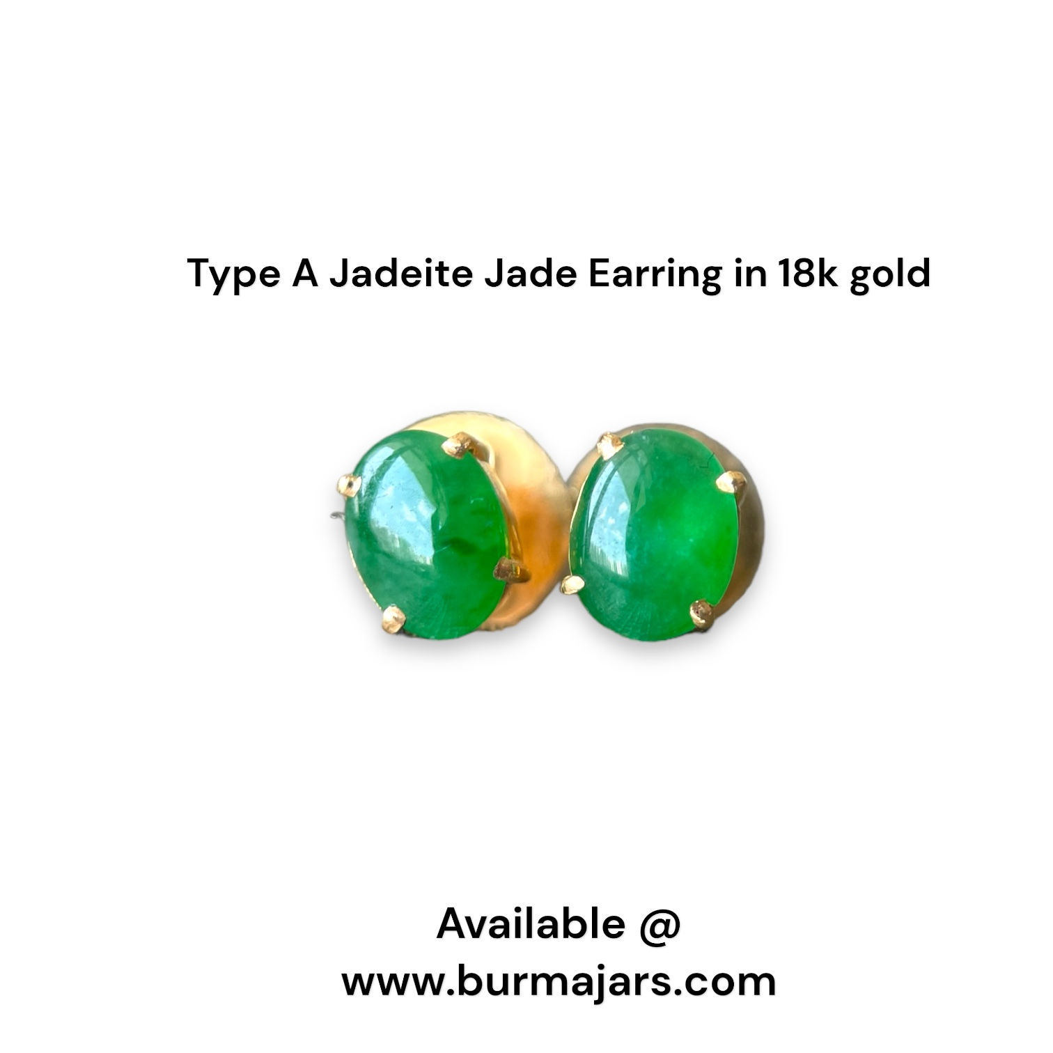 Type A Jadeite Jade Stud earring in 18k solid gold