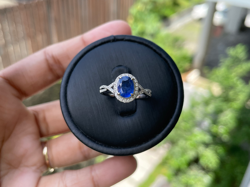 Thumbnail: 1.31Ct Burmese Unheated Sapphire and Natural Diamond in 18k solid gold