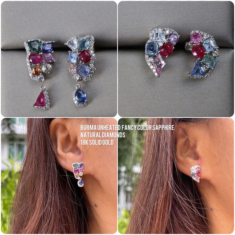 Thumbnail: 10pcs sapphire mismatched detachable stud earring-Mogok No Heat