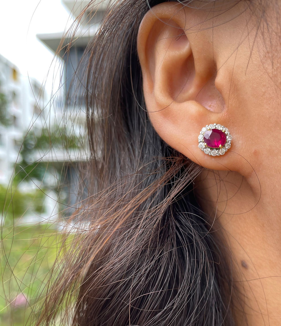 Thumbnail: GIA certified unheated burmese ruby earring