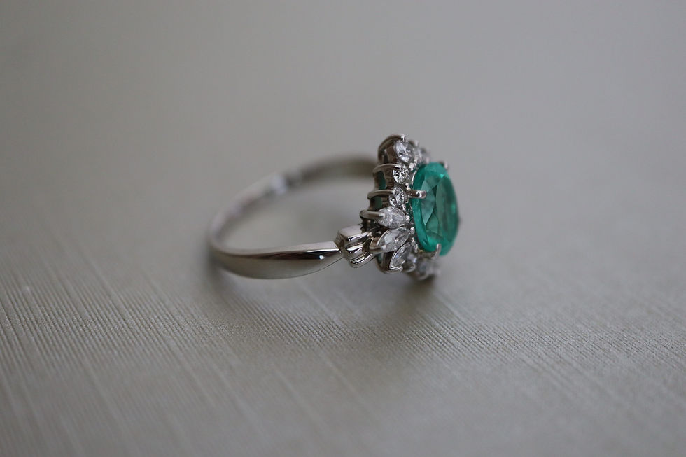 Thumbnail: 1.26Ct Colombian Emerald Ring in Platinum 900