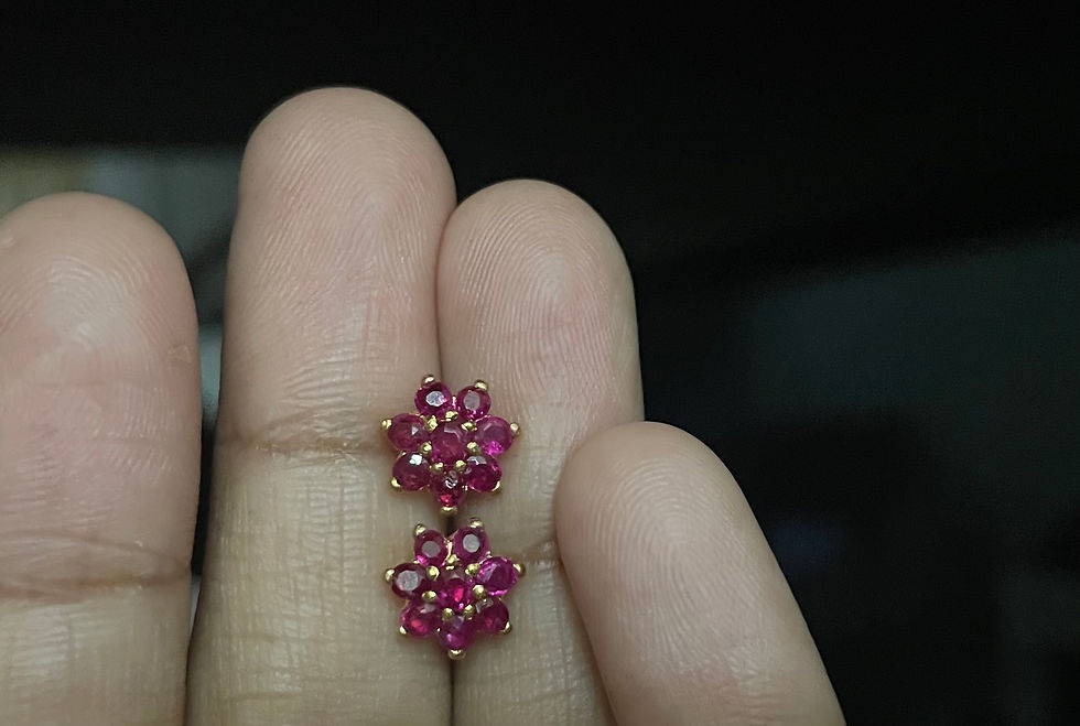 Thumbnail: Burmese Unheated ruby flower earring
