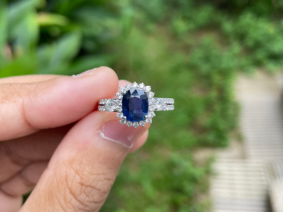 Thumbnail: 1.12Ct Burmese Blue Sapphire and Natural Diamonds rin