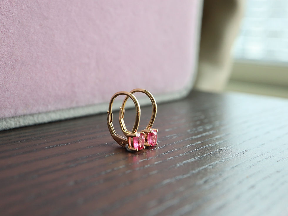 Thumbnail: Unheated Pink Sapphire Lever Back Earrings