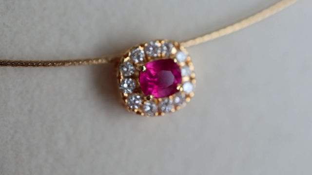 Thumbnail: 0.52Ct Burma Mogok Ruby and natural diamonds pendant