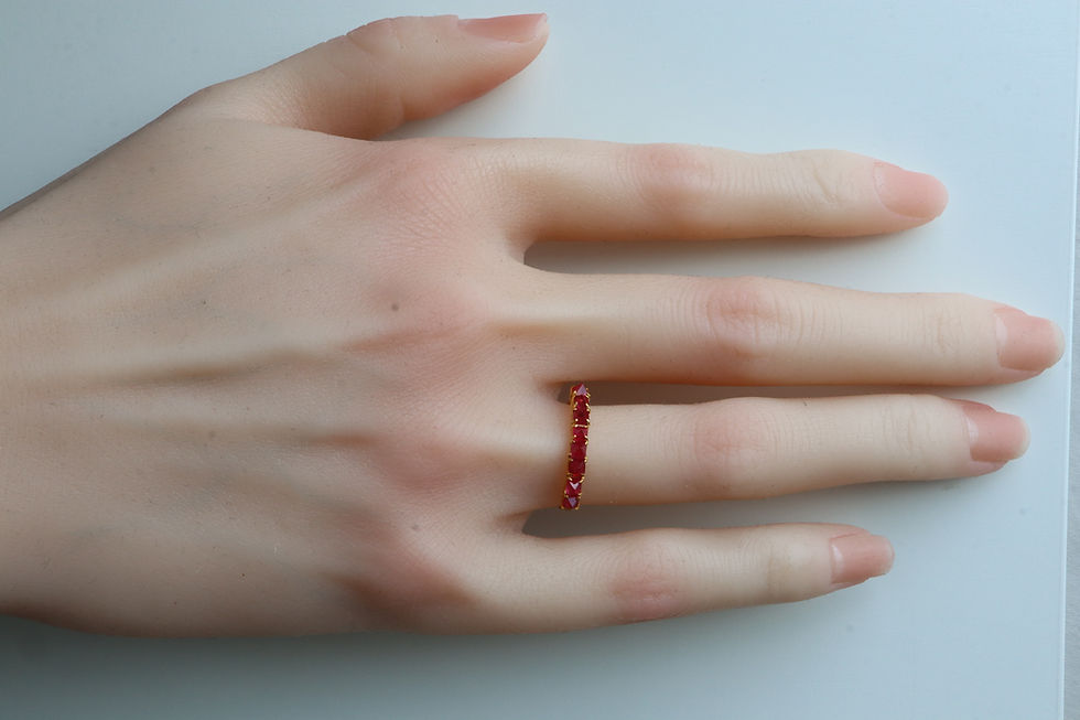 Thumbnail: Red Spinel Ring in 18k Solid Gold On Model
