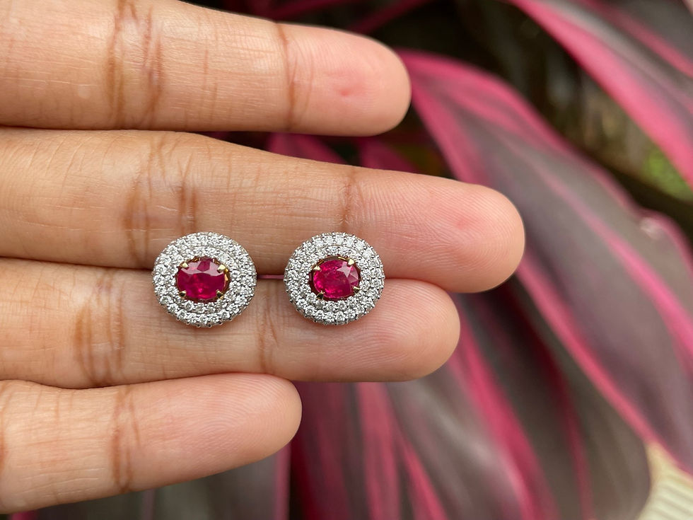 Thumbnail: GIA certified Pigeon blood and bright red ruby earring
