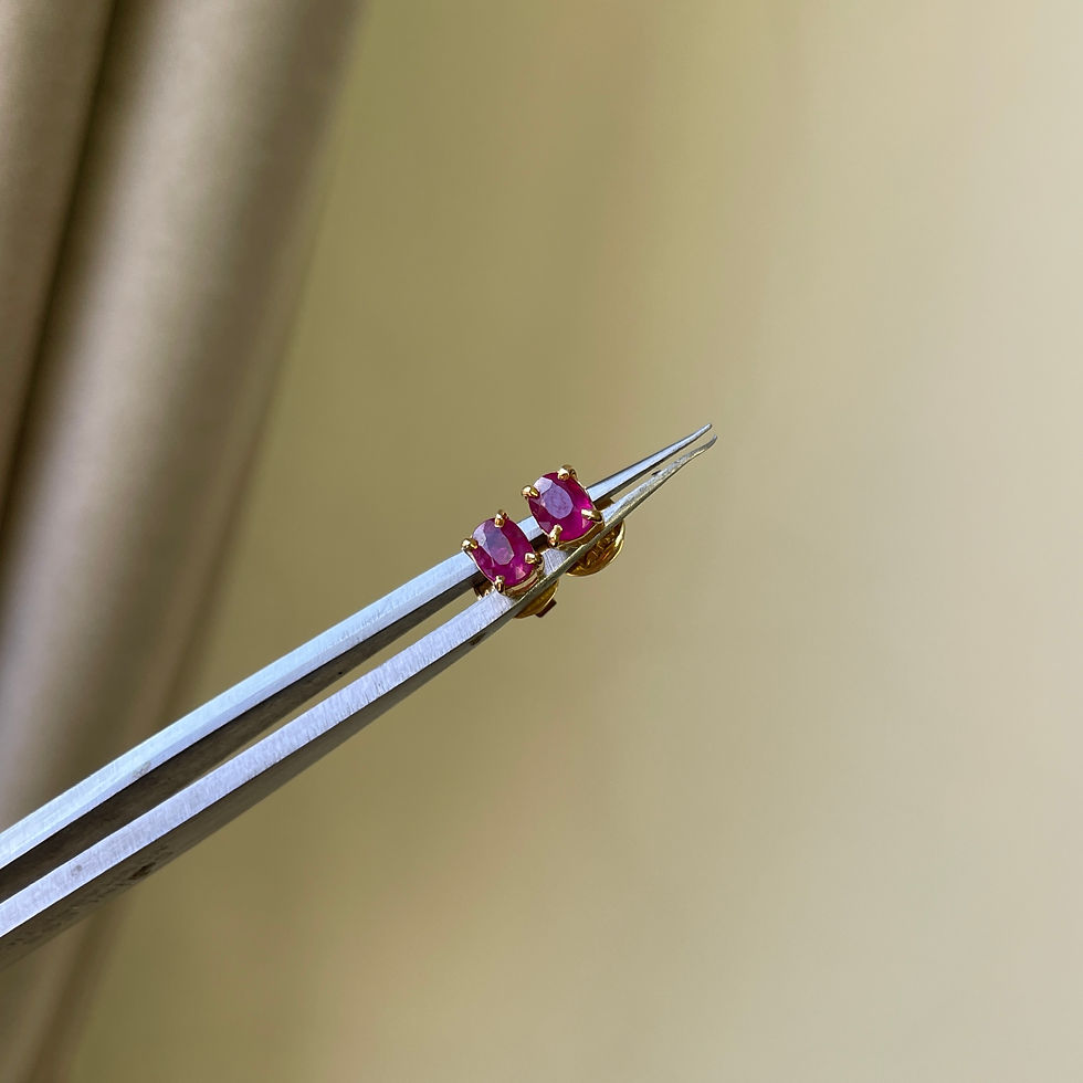 Thumbnail: Burma No Heat Ruby Solitaire Earring