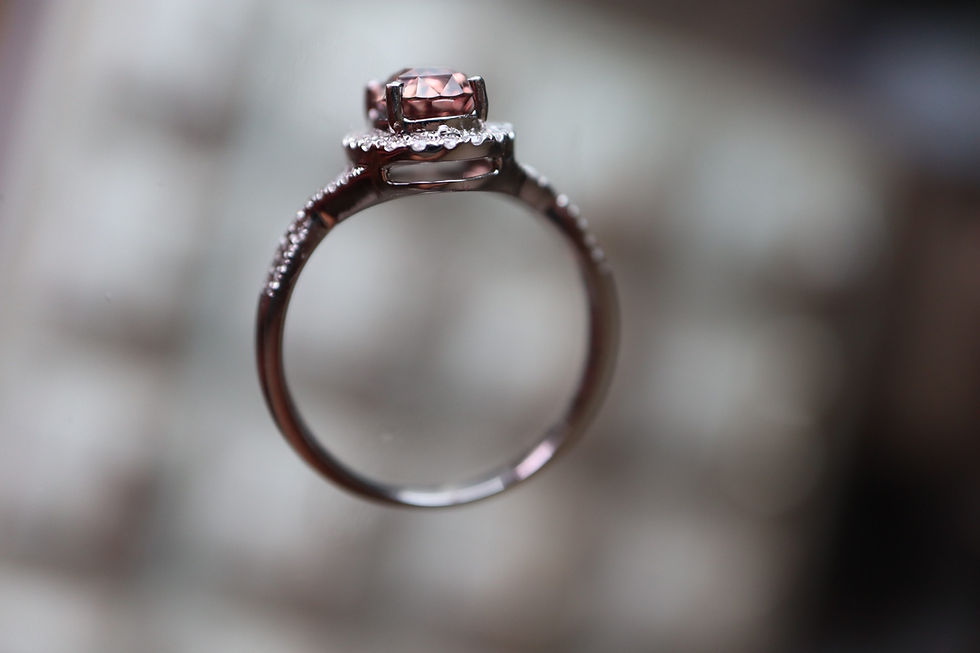 Thumbnail: Unheated padparadscha sapphire ring top view