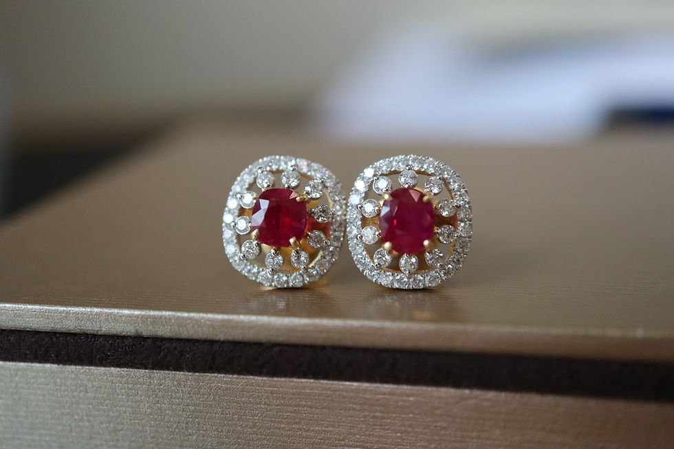 Thumbnail: NGI(Singapore) Certified 2.12Cts Unheated Burmese Ruby Earring