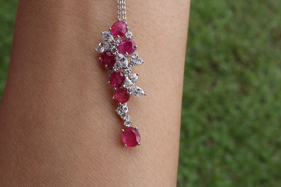 Thumbnail: Total 2.44Ct Burma No Heat Ruby Floral Pendant
