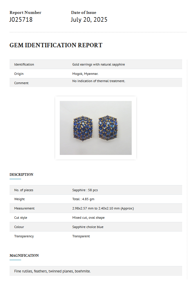 Thumbnail: Blue Sapphire Earring Certificate